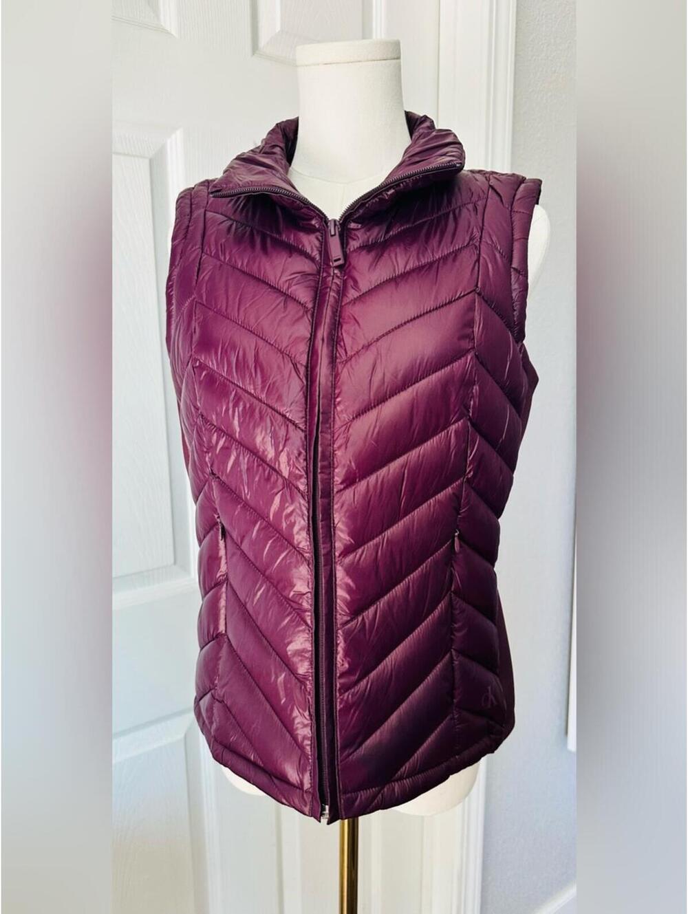 Calvin Klein Quilted Puffer Vest in Plum